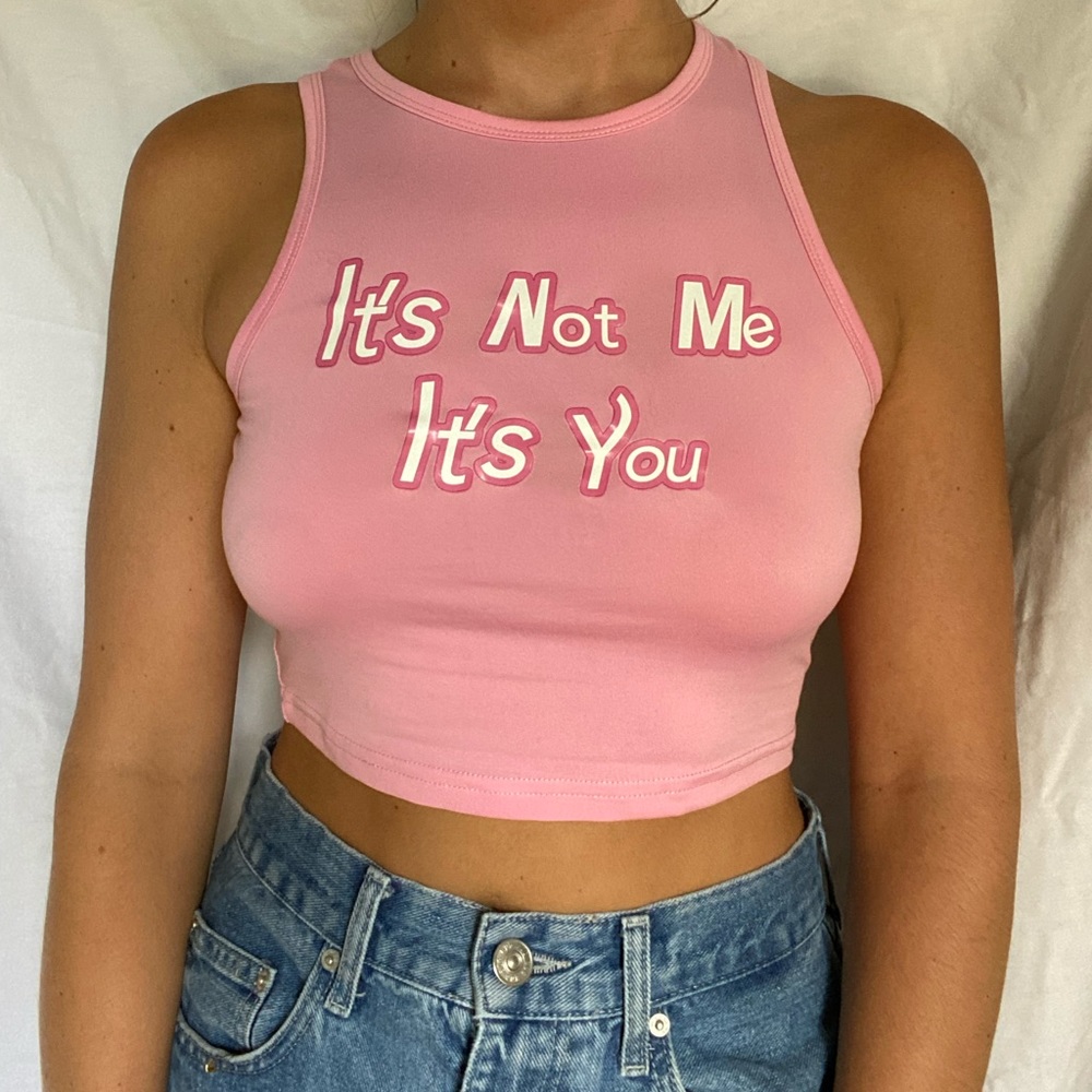 Pink graphic crop top
